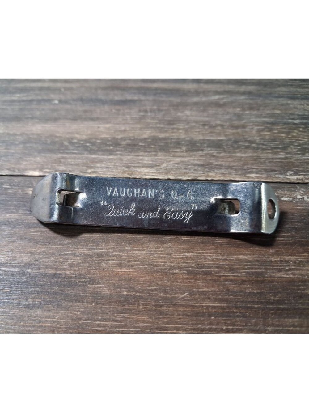 Vaughan's O-G Bottle Opener Quick and Easy Silver Tone Church Key Vintage USA